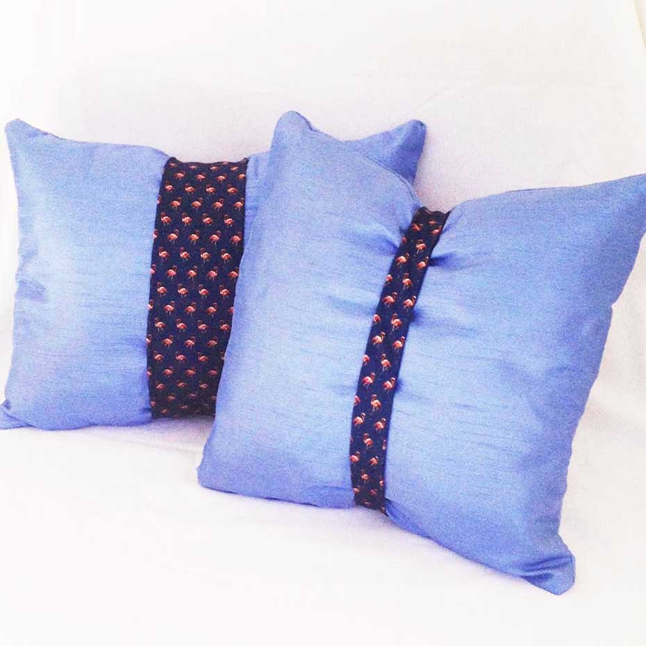 Funky throw pillows Slub satin blue pillows for couch unique