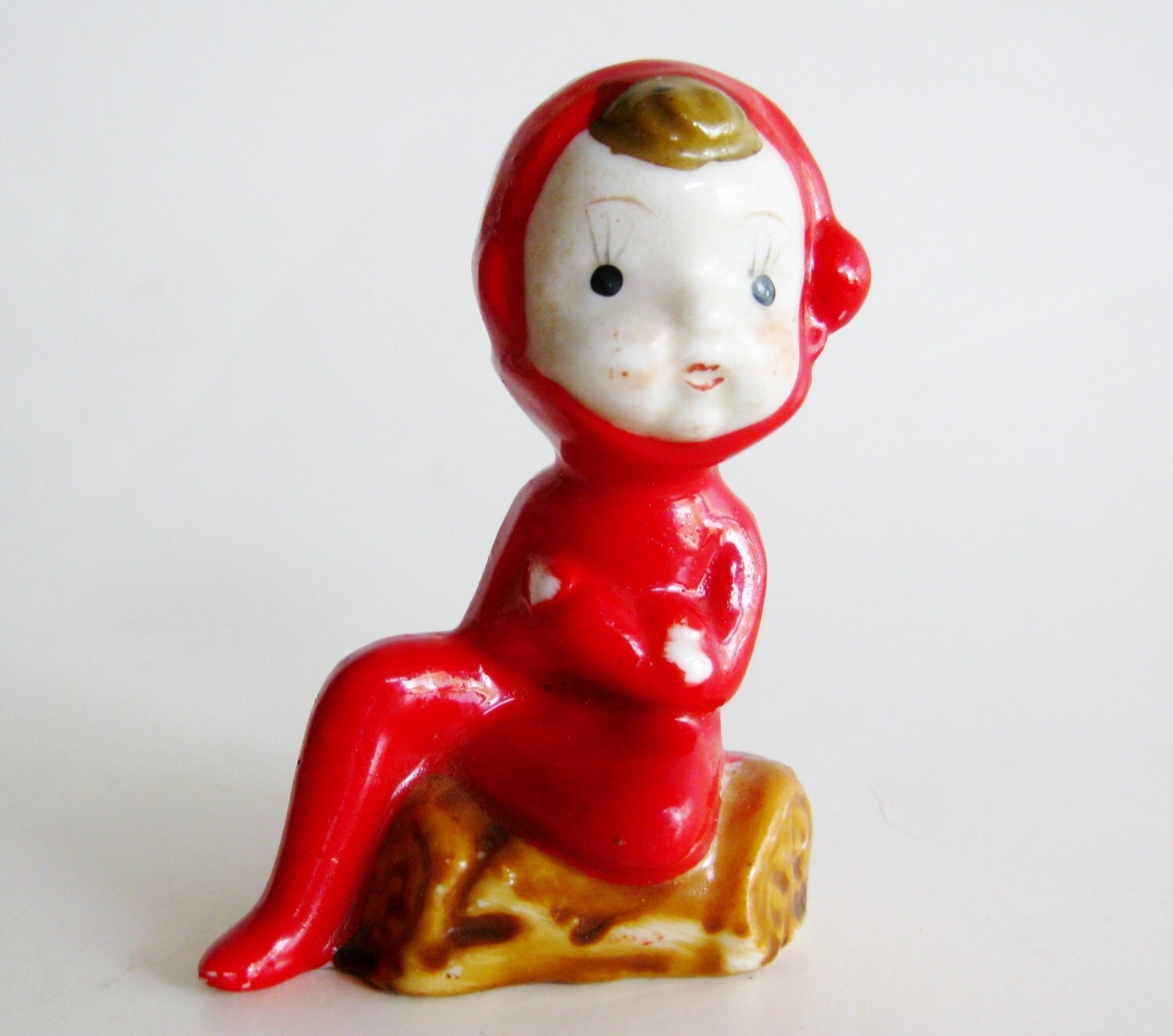 Vintage 50s Porcelain Miniature Christmas Elf Figurine