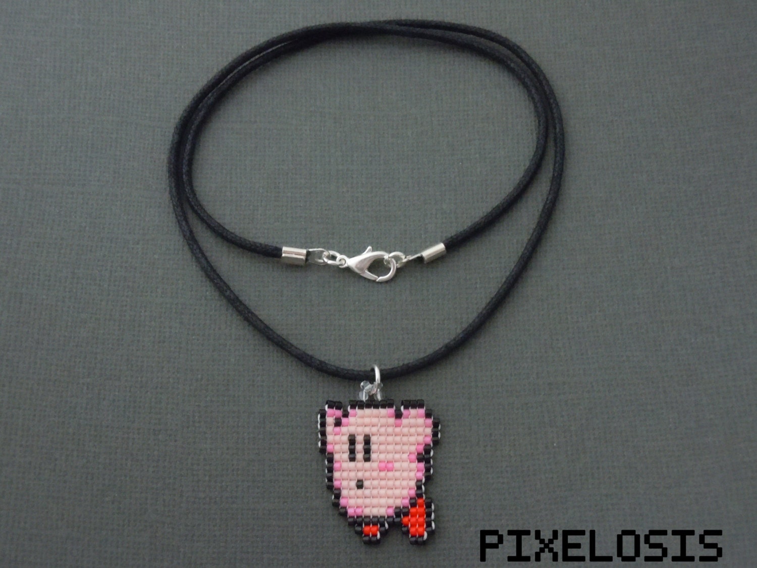 Kirby Necklace Seed Bead Video Game Jewelry Nintendo By Pixelosis