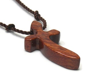 Cross Necklace Men - Mens Jewelry Cross - Minimalist Cross Necklace - Wooden Cross Pendant - South American Curupay - Men's Necklace