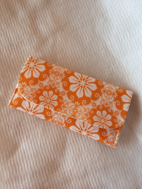 Items similar to Orange flower wallet, fabric wallet on Etsy