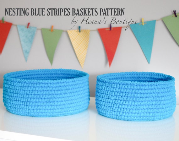 Items similar to Crochet Basket Pattern - Nesting Blue ...