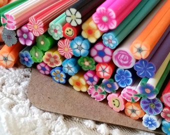 5 cm Long Polymer Clay Cane / Fimo Cane Stick / Miniature Food / Dessert / Cake / Decoration and Nail Art / Patterns as per picture (.tu)