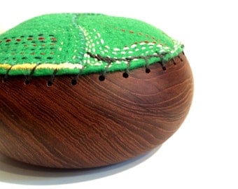 Large Hand Sewn and Embroidered Beetle Pincushion Ready to Ship