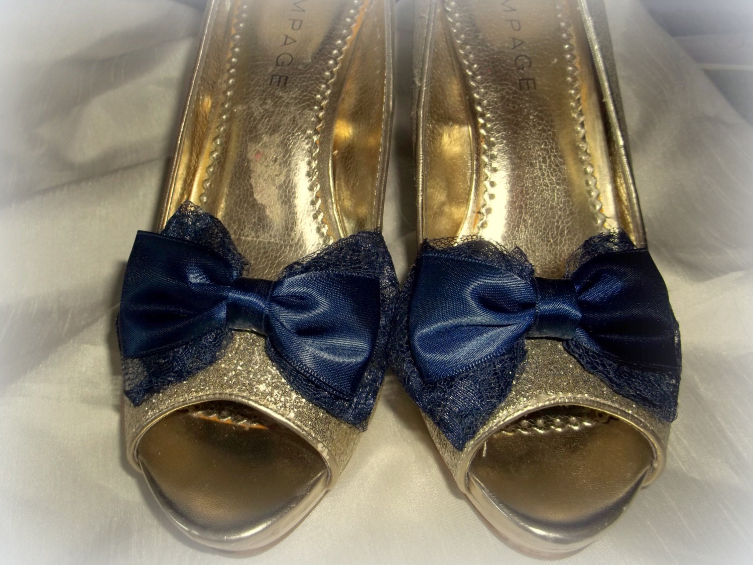 Wedding Lace Shoe Clips Navy Blue Shoe Clips by ShoeClipsOnly