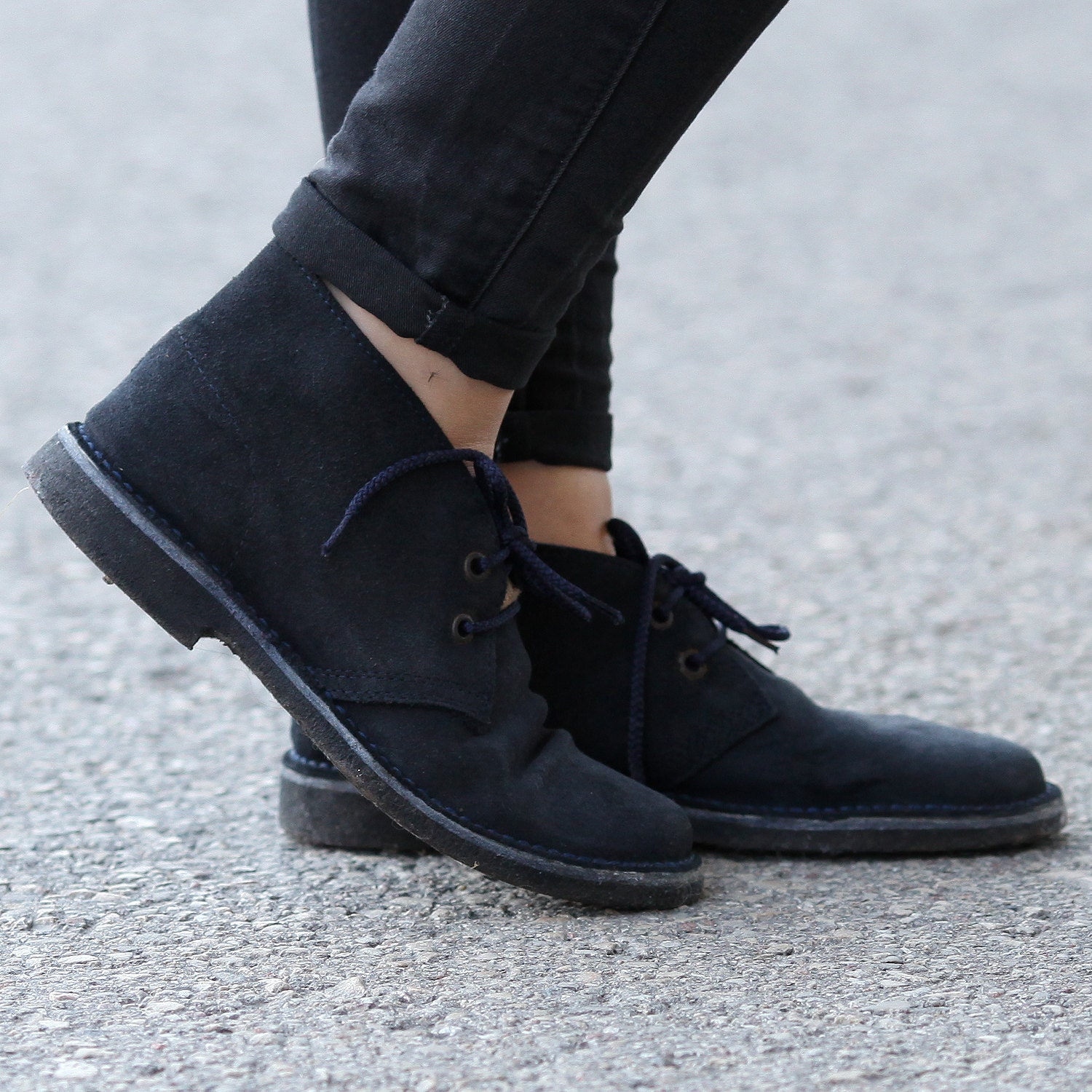 ladies navy blue desert boots