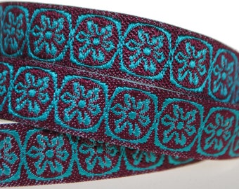 Flowers Spinning Wheels Jacquard Trim 3/8 inch wide