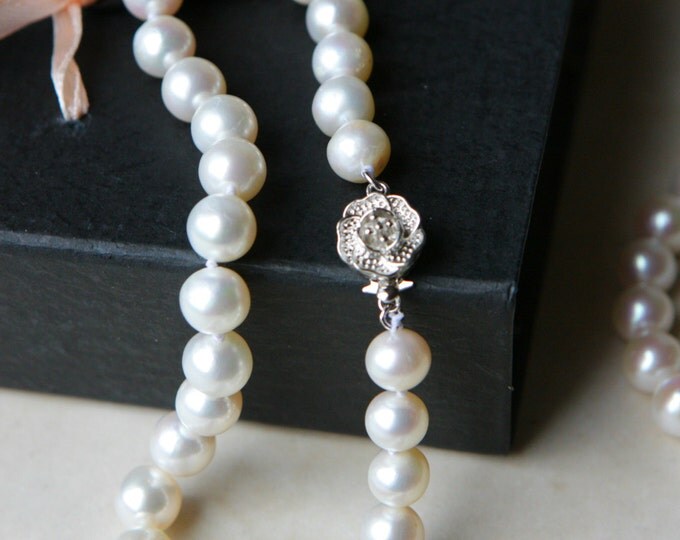 Bride necklace, wedding necklace, Bridesmaid gift, Wedding gift, pearl set, pearl necklace, genuine pearl set, wedding set, gift for her