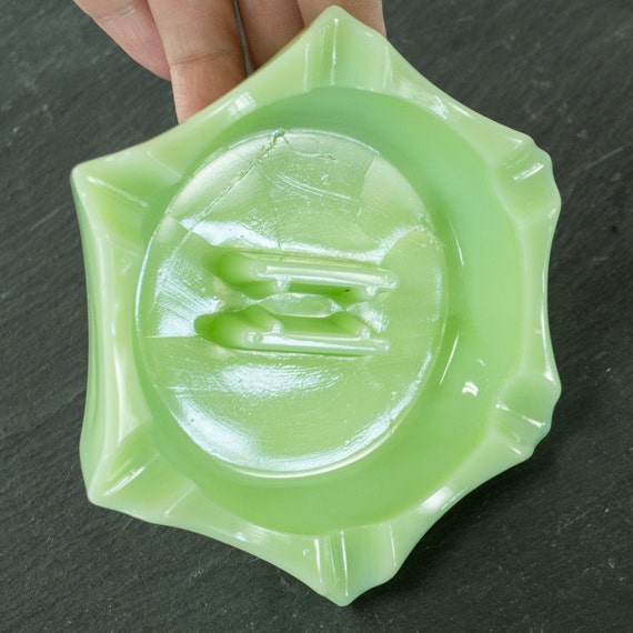 Jadeite Ashtray Hexagon Shape Glass Jadite Ash