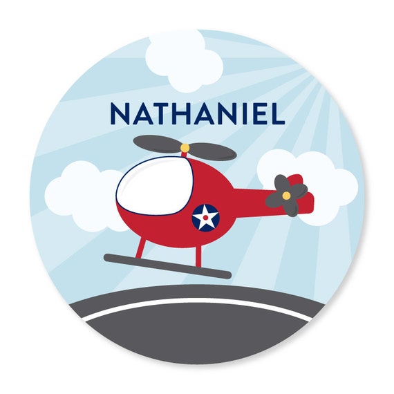 Personalized Kids Plate - Personalized Helicopter Plate - Kids Dinnerware - Add Bowl Option Il_570xn