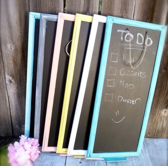 Hanging Chalkboard Shabby Chic Narrow Painted by HuckleberryVntg