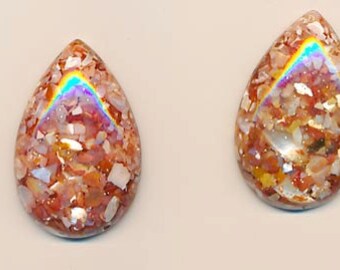Two gorgeous mother-of-pearl matrix pendants - salmon colored - 40 x 26 mm