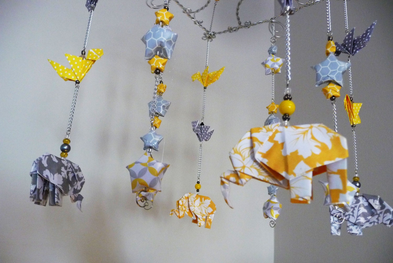 Modern Baby Mobile Origami Mobile Elephant Mobile Star