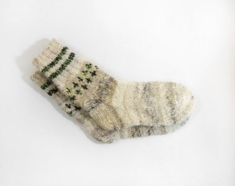 Hand Knitted Dog Wool Socks - Brown,Beige, Grey - Large