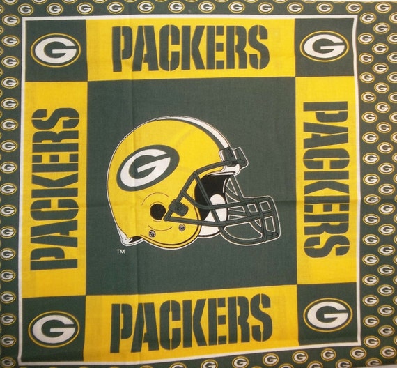 Set of 2 Green Bay Packers NFL Football Cotton Pillow Panels