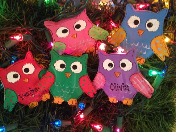 Colorful kids owl ornaments