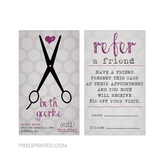 hairstylist referral cards color both sides FREE UPS
