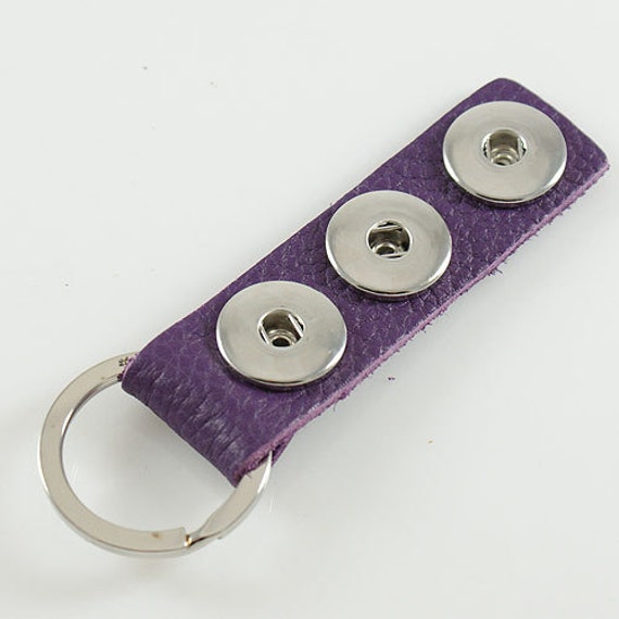 PC Fits 18MM-20MM Purple Leather Key chain Finding Chunk Pop Charm ...