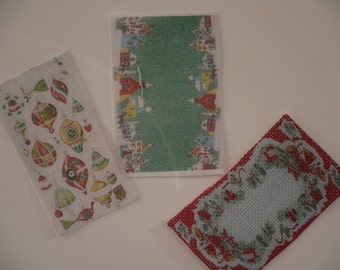 One Inch Scale Dollhouse Miniature Shabby Chic Set of Vintage Dish Towels