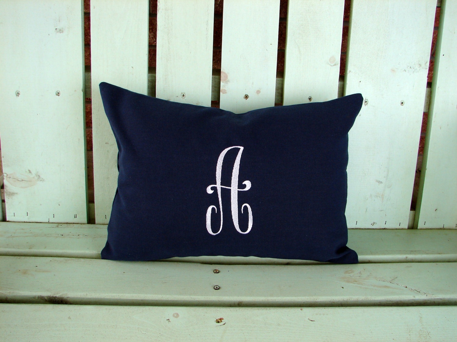 Monogram 12x16 lumbar navy pillow covernursery pillowcollege