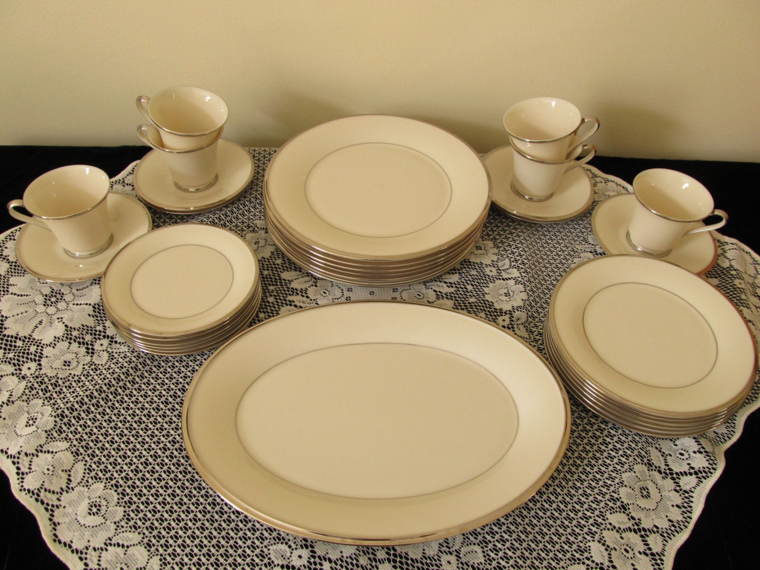 Vintage Lenox Solitaire China Six 6 Place Settings w/ BONUS