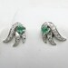 Estate Vintage 1920's Emerald Diamond Earrings 14k white gold green posts pierced ears