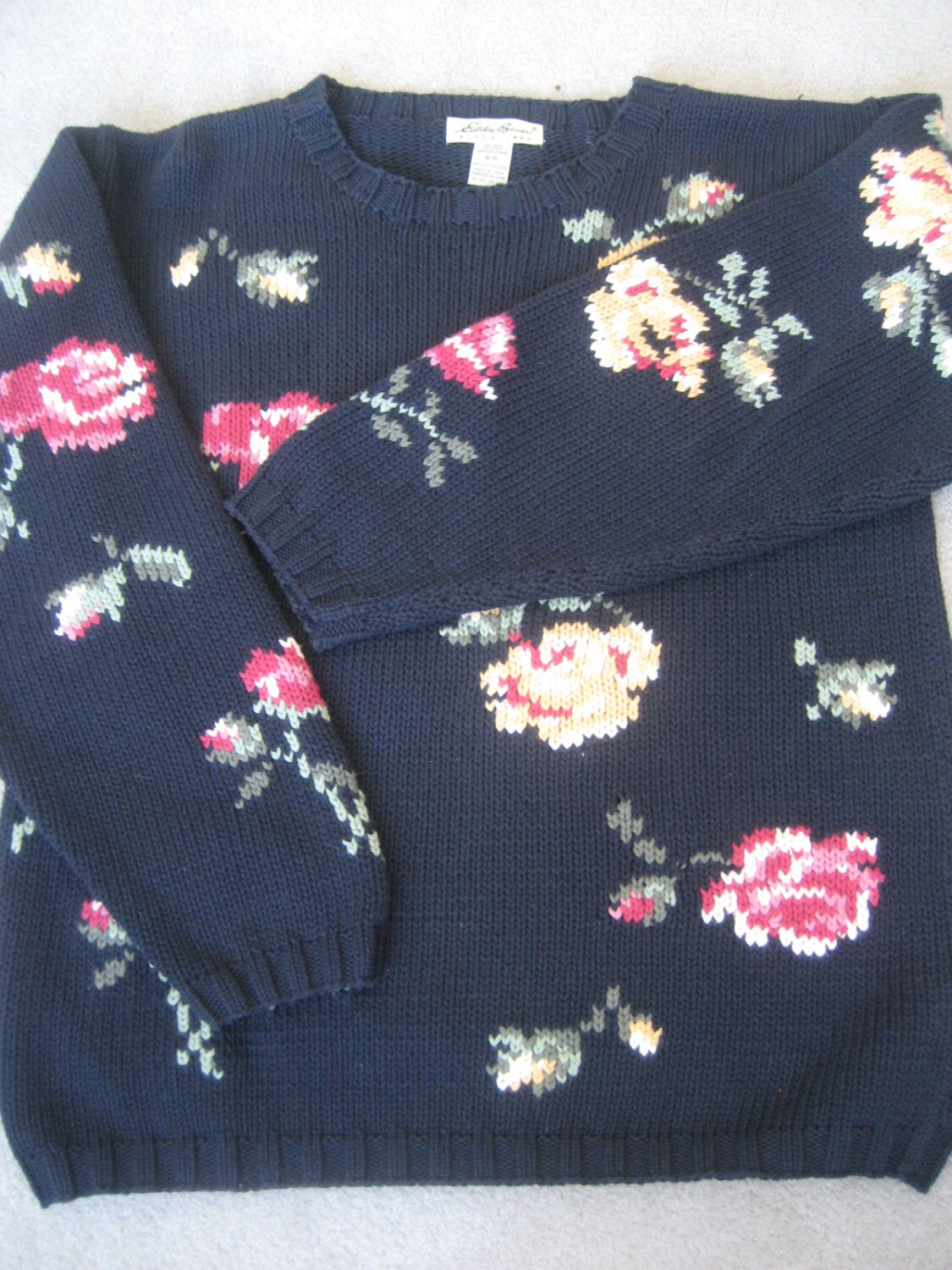 Roses Sweater Jumper 100% Cotton Flowered Eddie by MercyMaud