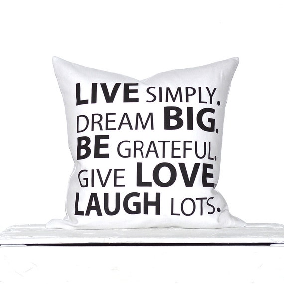 Live Simply Quote Pillow Cover White/ Black