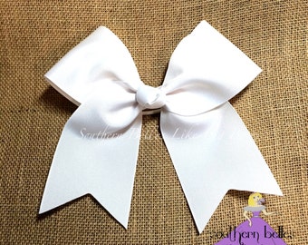 White Cheer Bow, Big White Cheer Bow, Big Softball Bow, Big Hair bow, Big White Hairbow, Big White Softball Bow, Big White Cheer Bow