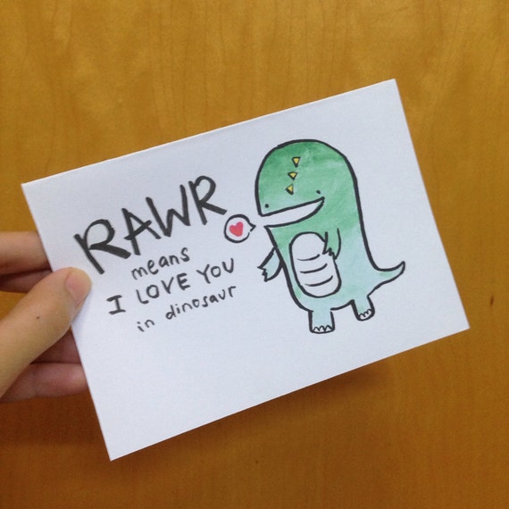 Items Similar To Dinosaur Rawr Means I Love You In Dinosaur I Love You Card Wedding