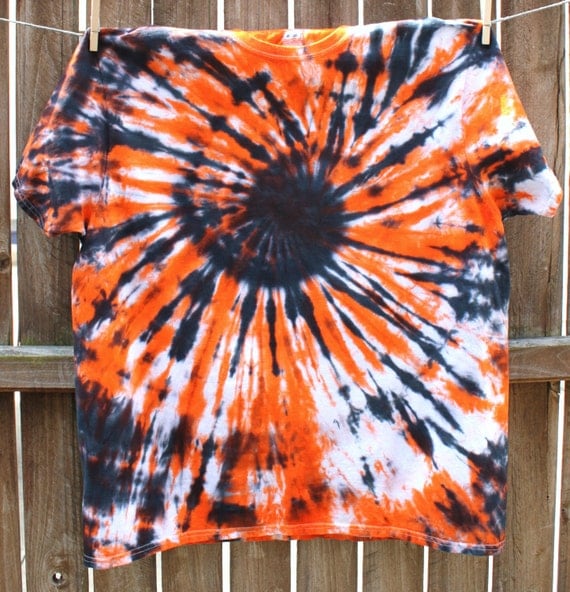 Tie Dye T-Shirt Adult 2XL Orange and Black