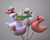 Set of  five Easter Goose,Stuffed goose hare plush,Stuffed goose toy,stuffed toy birthday gift,shabby chic,handmade, Spring decoratin