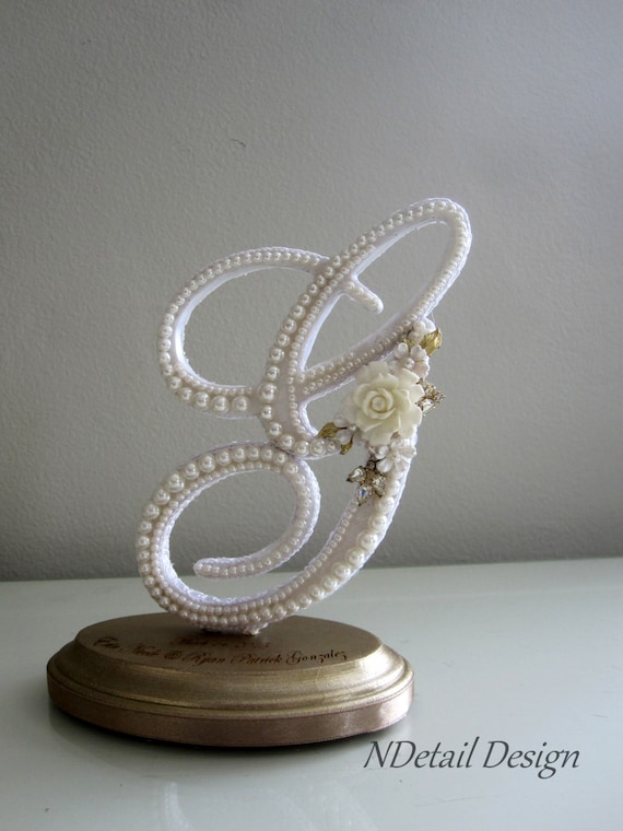 White Wedding Cake Topper Monogram Letter G by NDetailDesign