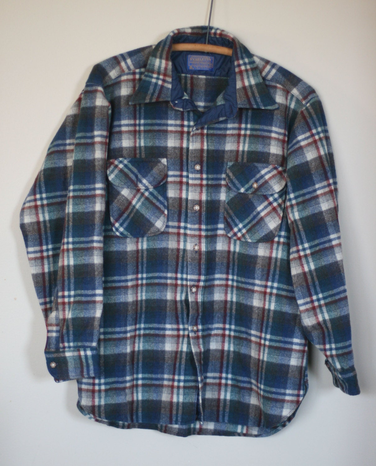 vintage pendleton wool plaid shirt mens size XL by TomTomVintage