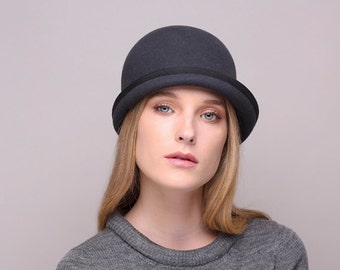Beanie hat, men felt hat, Women felt hat, Millinery, winter autumn handmade felt hat, black hat,