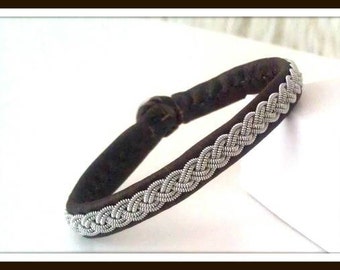 Lapland Sami Bracelet, Reindeer leather, Custom made