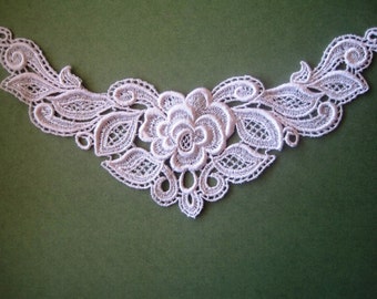 Light Rose Venice Lace Applique, Pink, x 1, For Romantic & Victorian Crafts