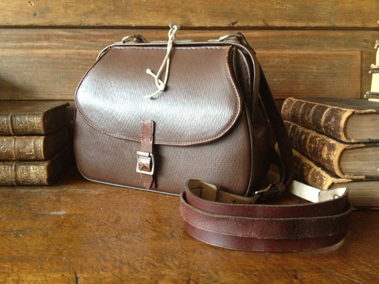 Antique French Railway Bag Railroad Conductor Brown Leather