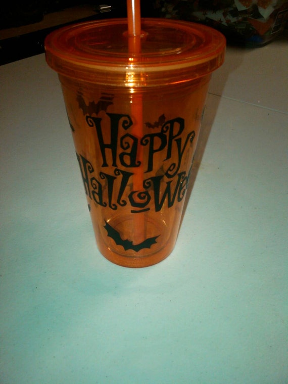 Halloween 16oz tumbler with straw by AsToadilyHandmade on Etsy