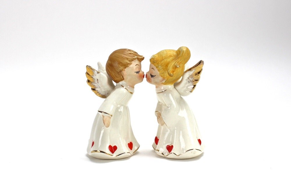 Vintage Napco Kissing Angels Napco Angel Figurines Romantic