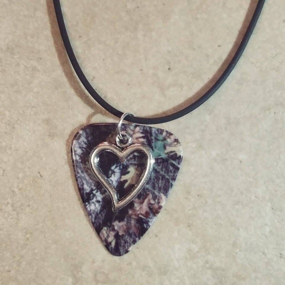 Mossy Oak Camo Camouflage guitar pick necklace with by