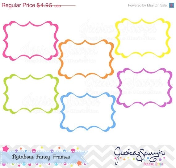 80% OFF - INSTANT DOWNLOAD, rainbow fancy labels, digital frames, for commercial use, personal use Il_570xn