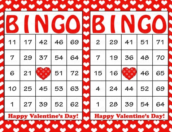 30 Valentines Bingo Cards Printable Valentine Bingo Cards Instant 