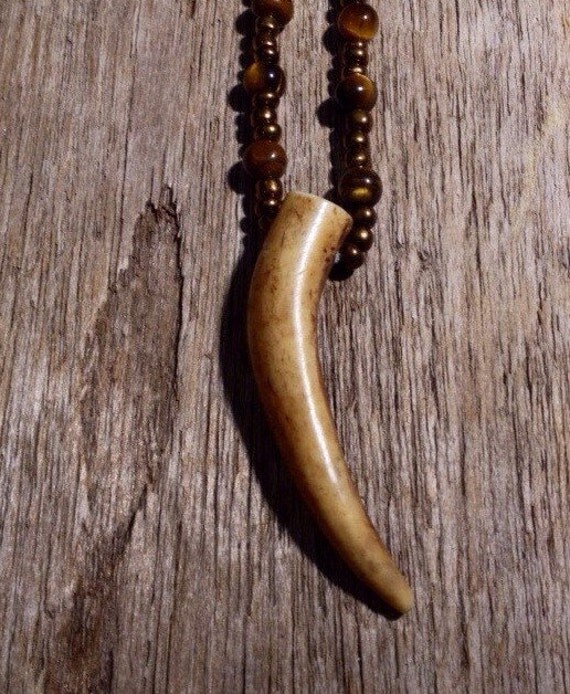 Mixed Media Boho NecklaceBeaded Necklace Deer Horn
