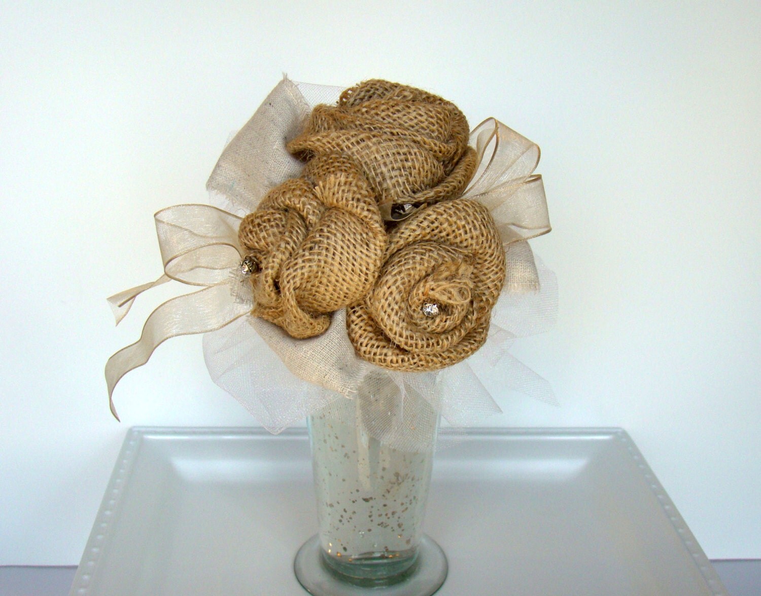 Brides Toss Bouquet Burlap Toss Bouquet Country by TwiningVines