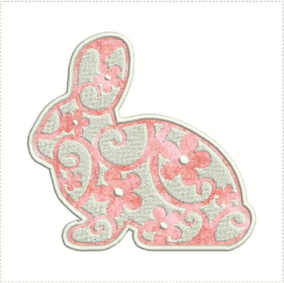 Floral Bunny Rabbit Easter Spring Applique Machine Embroidery