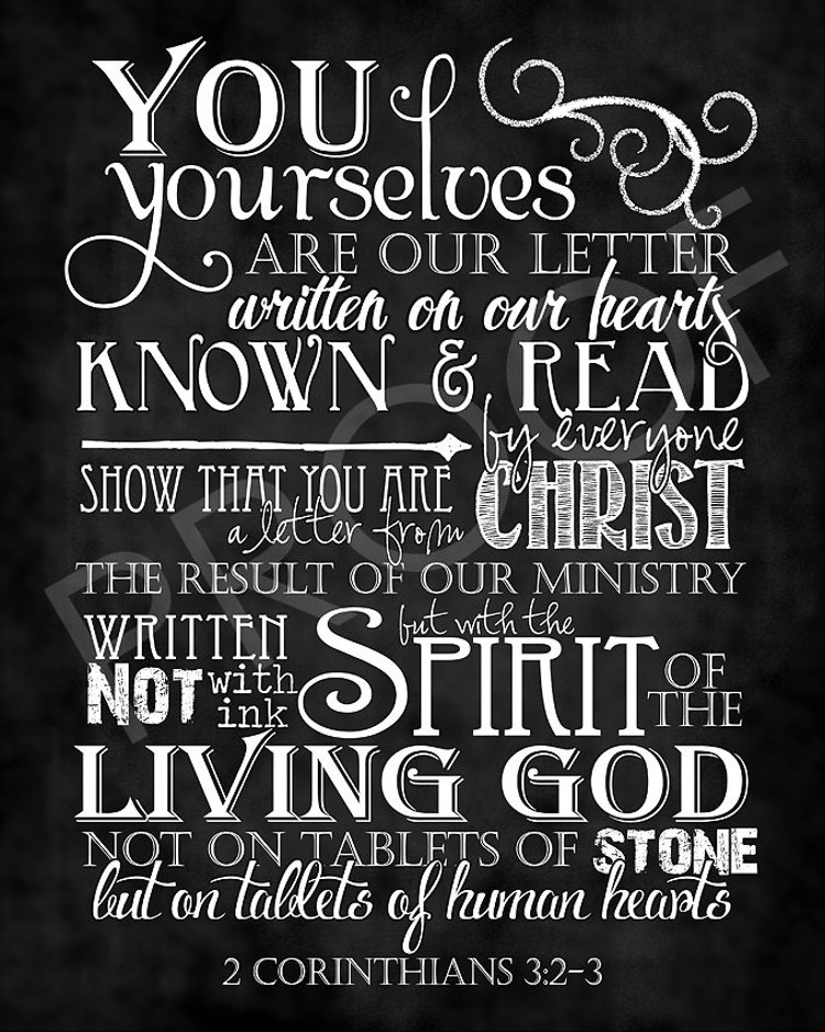 Scripture Art 2 Corinthians 3:2-3 by ToSuchAsTheseDesigns on Etsy