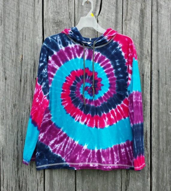 pink purple blue tie dye hoodie