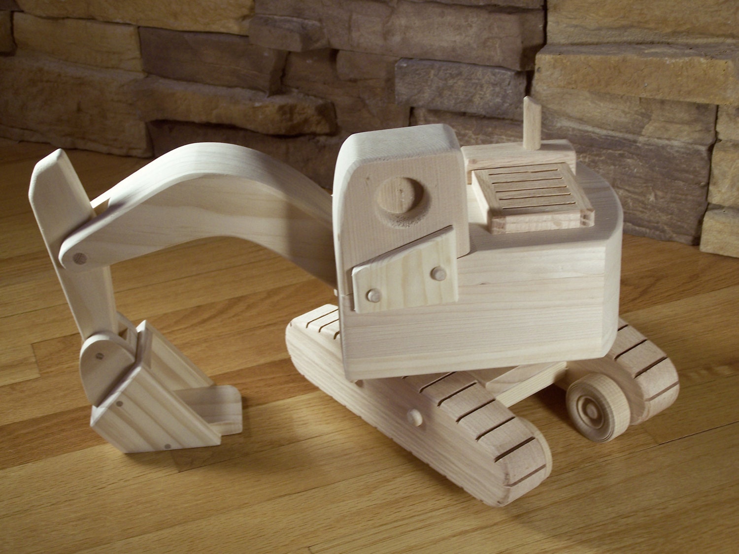 Handmade Wooden Excavator Toy