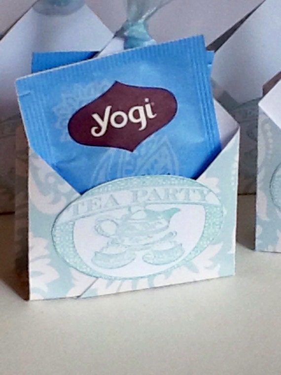 4 Elegant Tea Bag Holders Tea Party Favors Double tea by Wcards